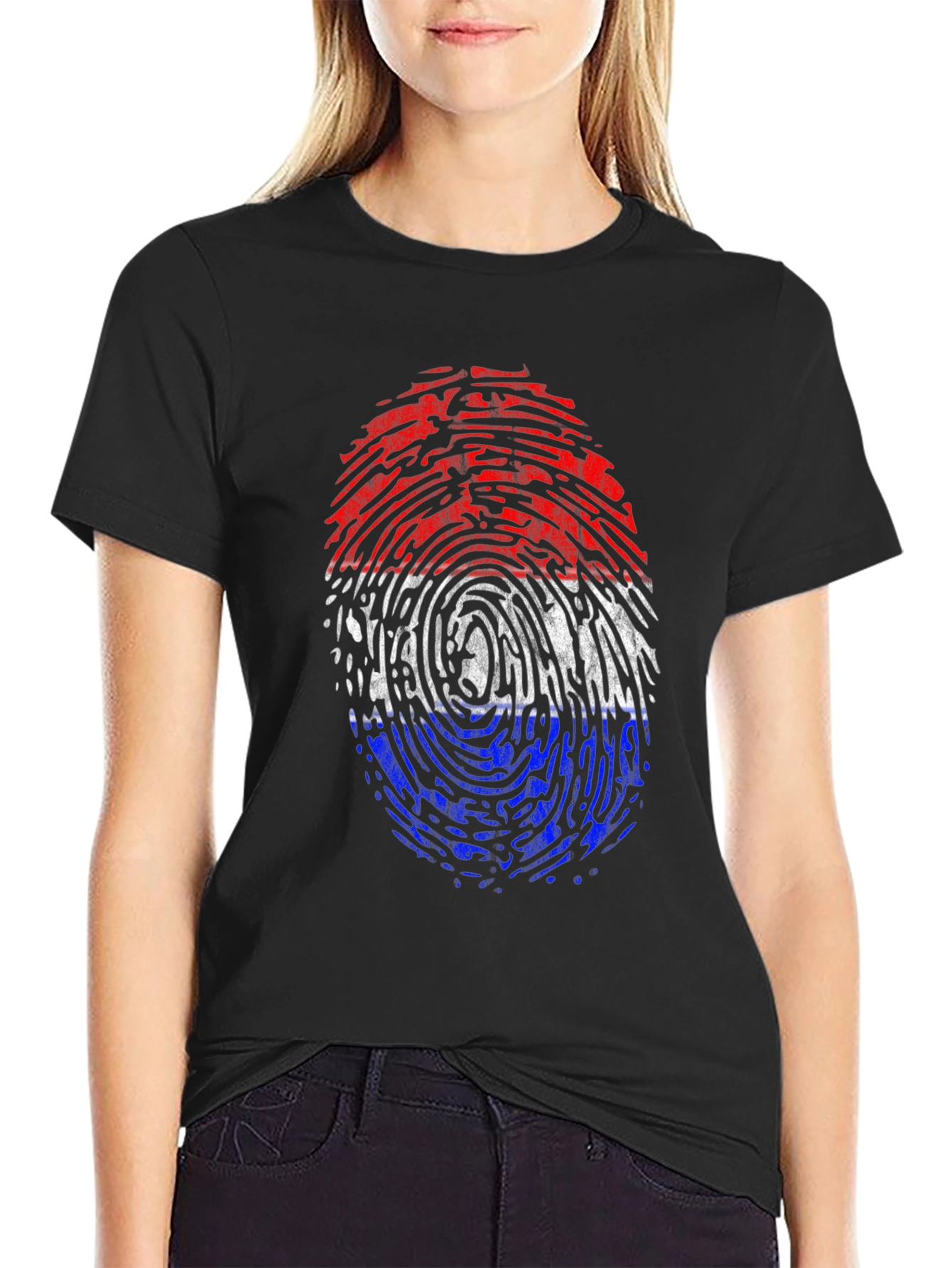 Fingerprint Flag Graphic Tee - Black