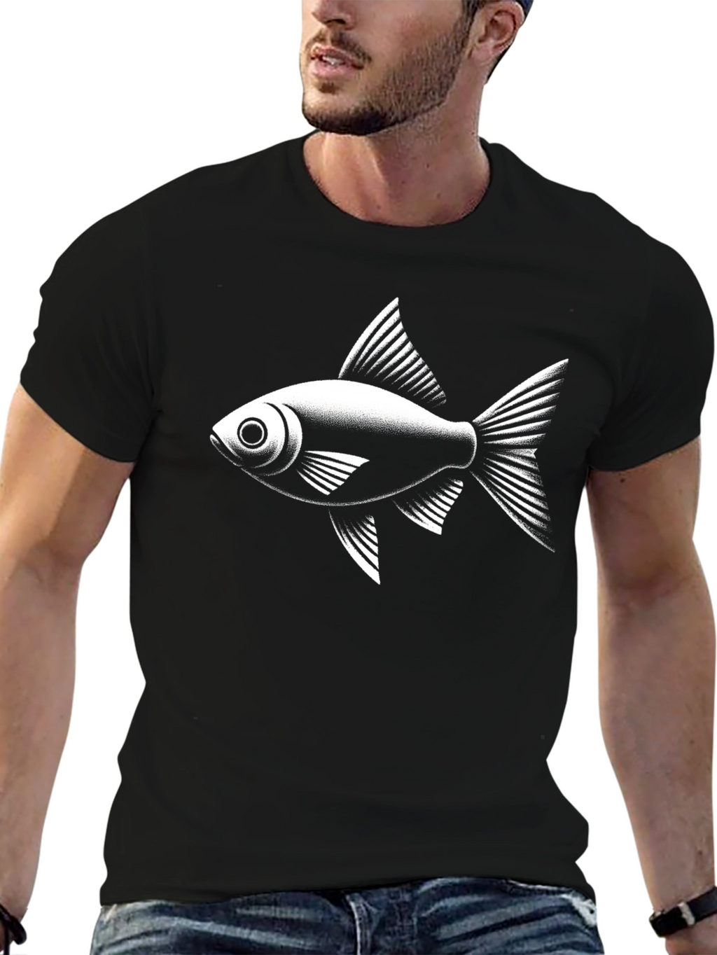 Fish Graphic Black T-Shirt