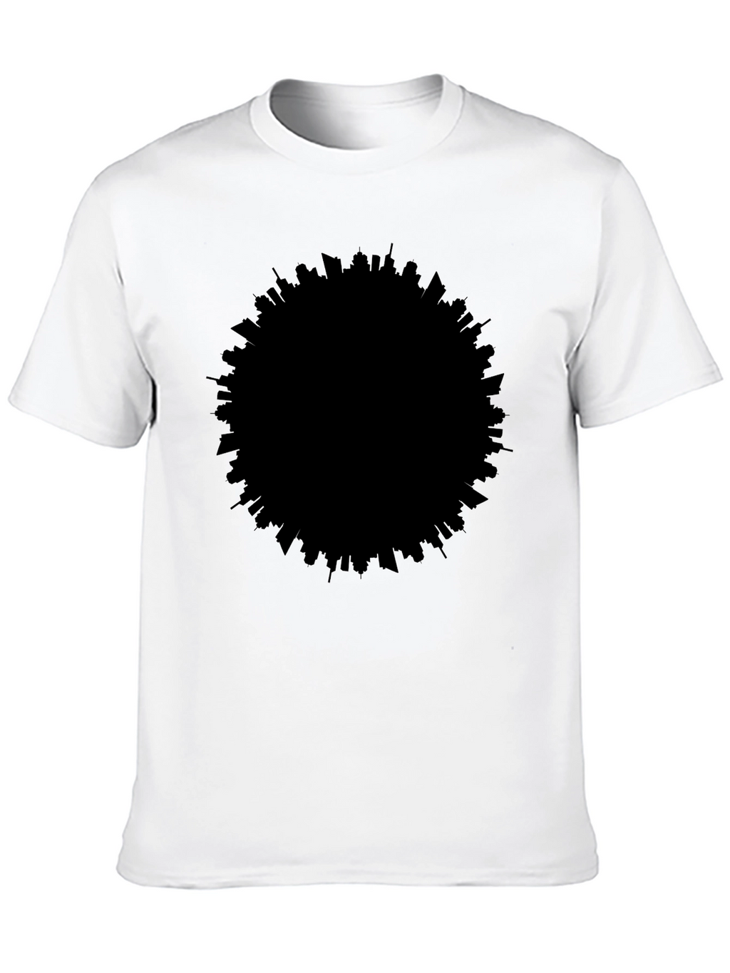 Modern Cityscape Silhouette Black T-Shirt