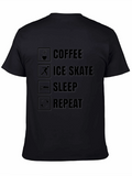 Coffee Ice Skate Sleep Repeat Graphic Tee