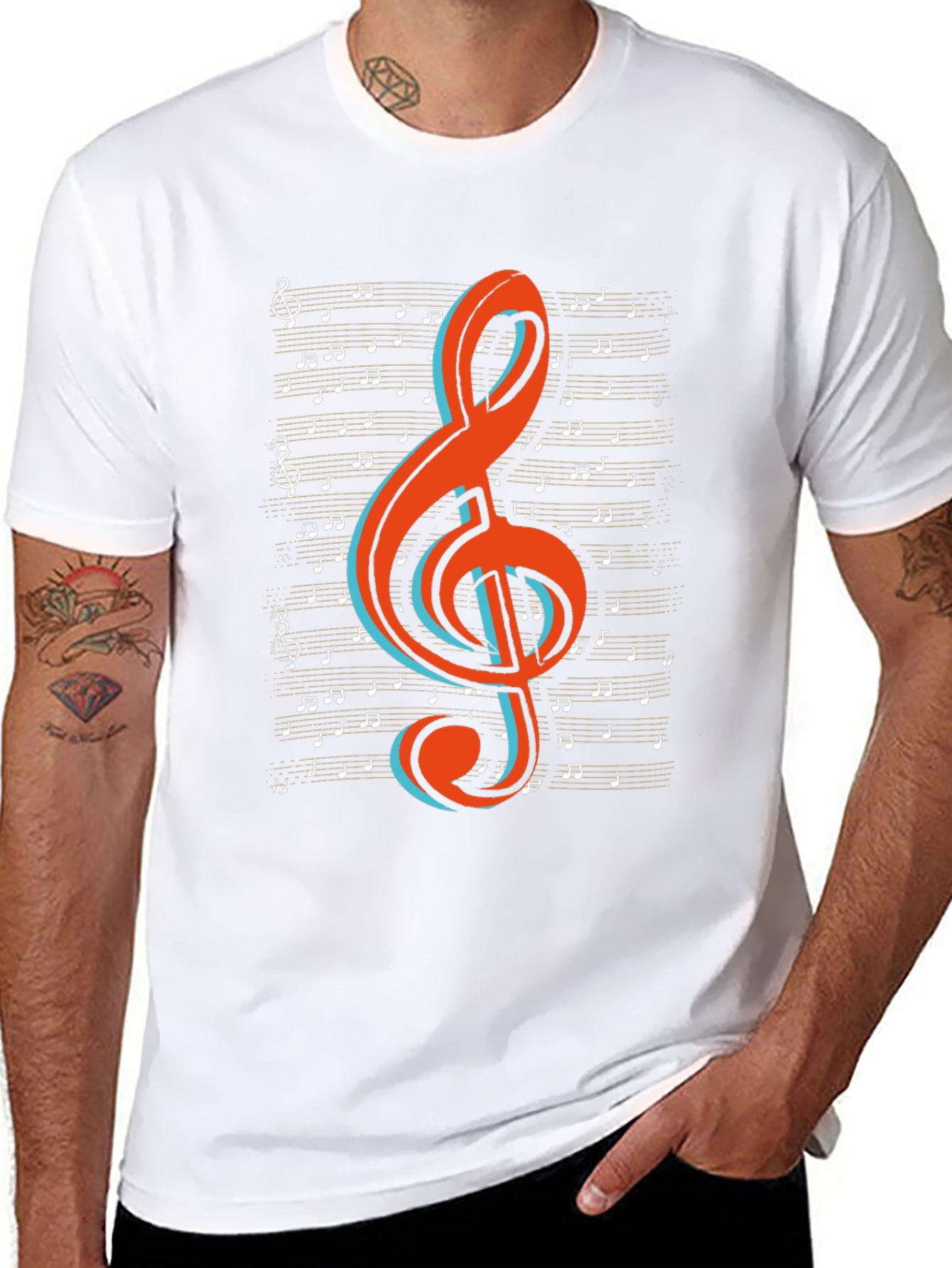 Musical Treble Clef Graphic Tee - Black Cotton