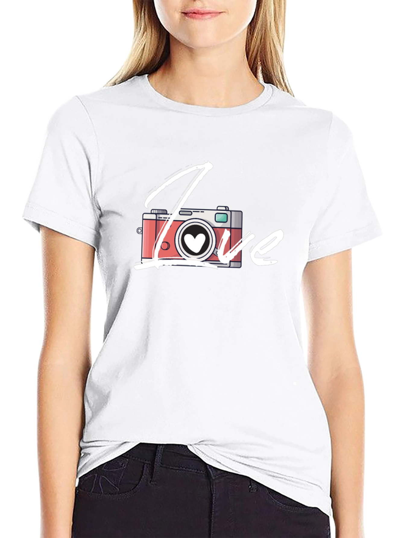 Love Camera T-Shirt - Black Cotton Graphic Tee