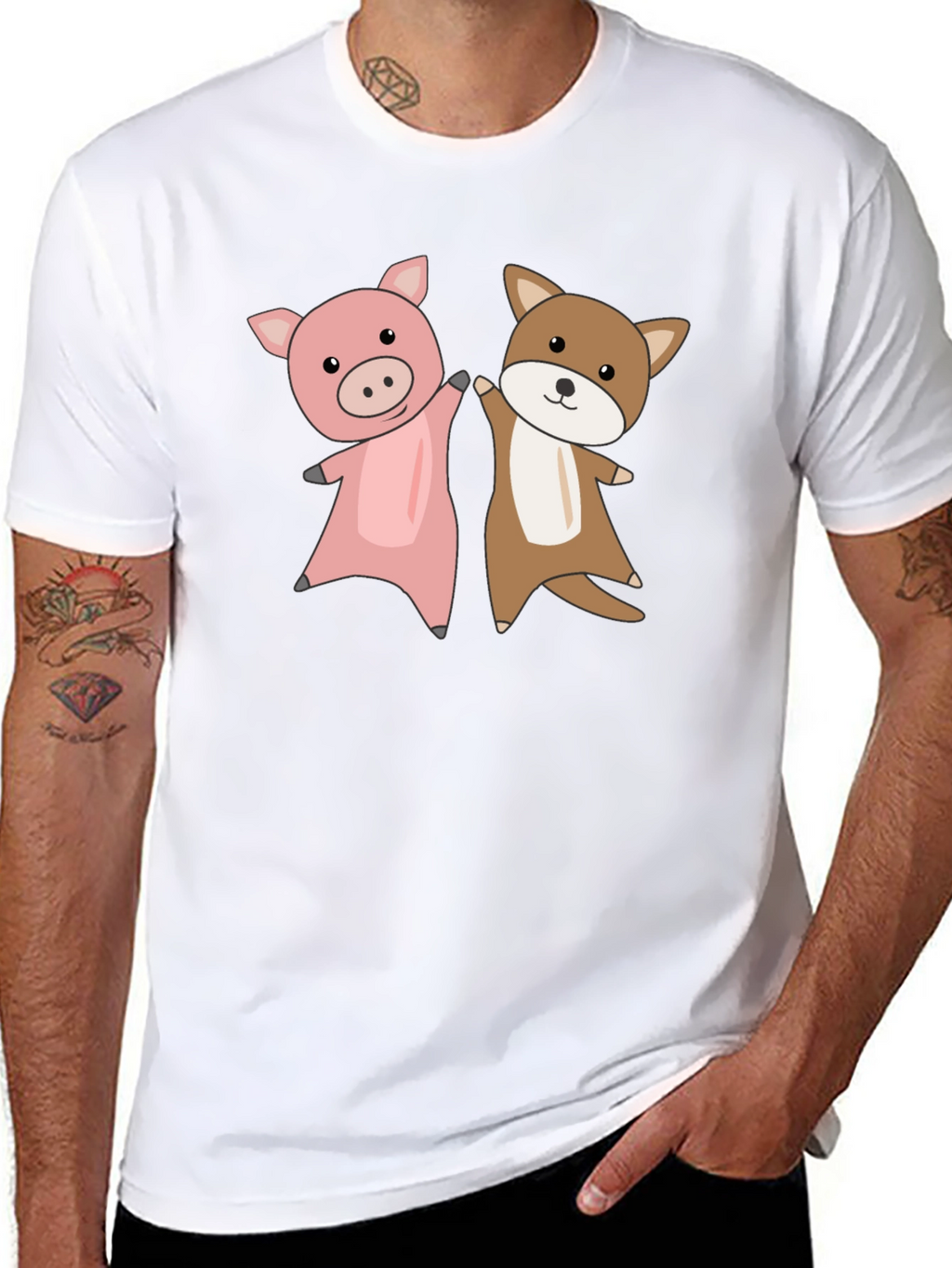 Pig and Dog Cartoon T-Shirt
