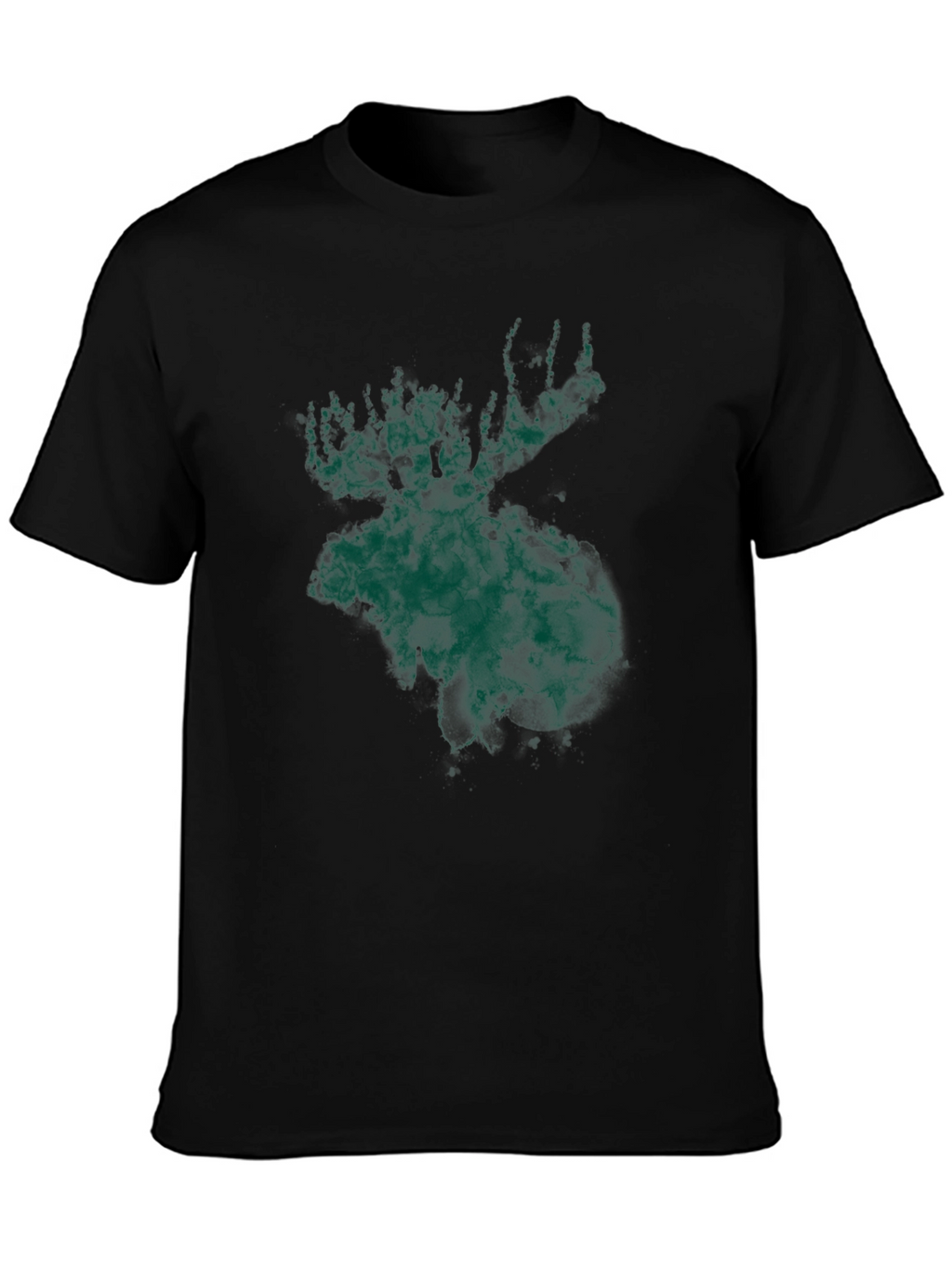 Green Moose Graphic Print Black T-Shirt