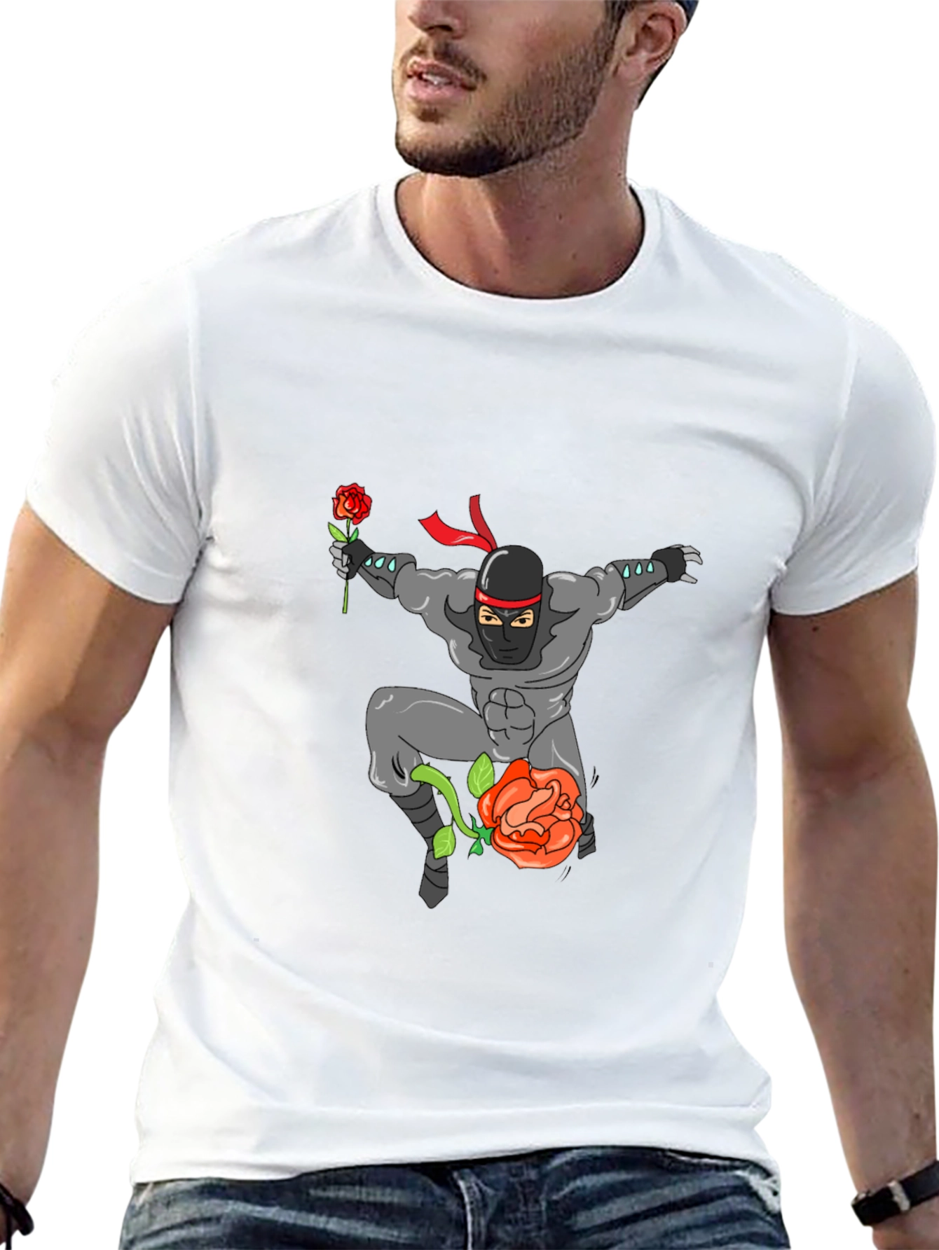 Ninja Rose Graphic T-Shirt - Black Cotton Tee