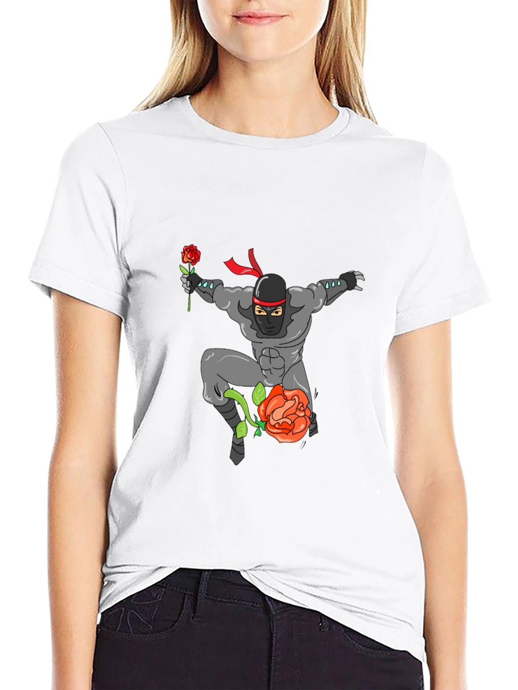 Ninja Rose Graphic T-Shirt - Black Cotton Tee