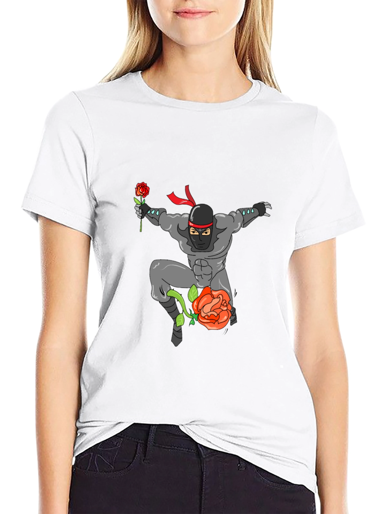 Ninja Rose Graphic T-Shirt - Black Cotton Tee