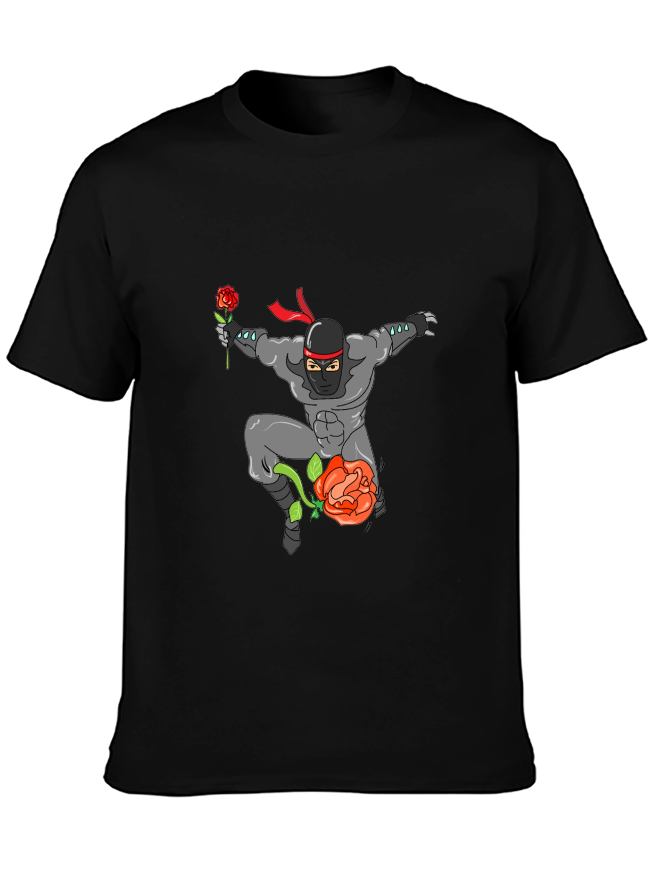 Ninja Rose Graphic T-Shirt - Black Cotton Tee