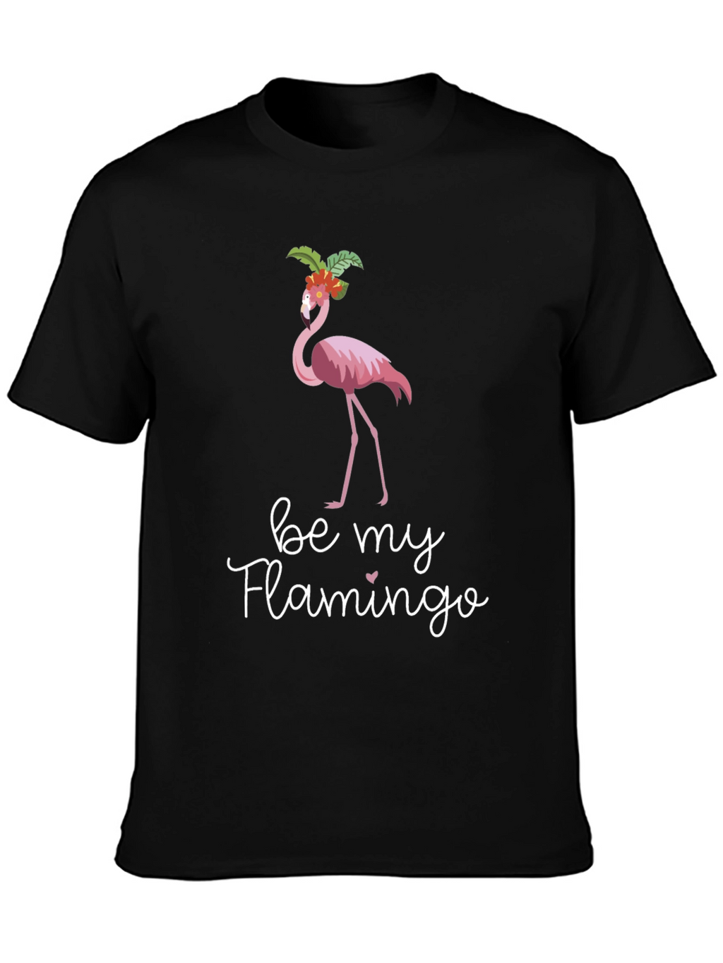 Be My Flamingo Graphic Tee - Black Cotton T-Shirt