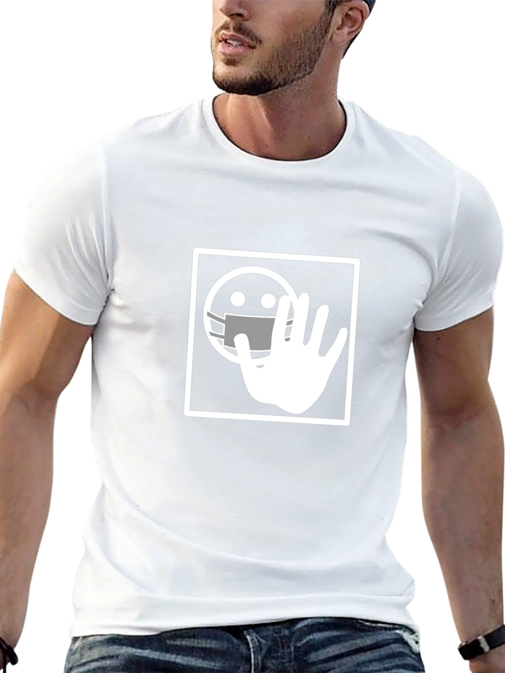 Masked Emoji Hand Stop T-Shirt