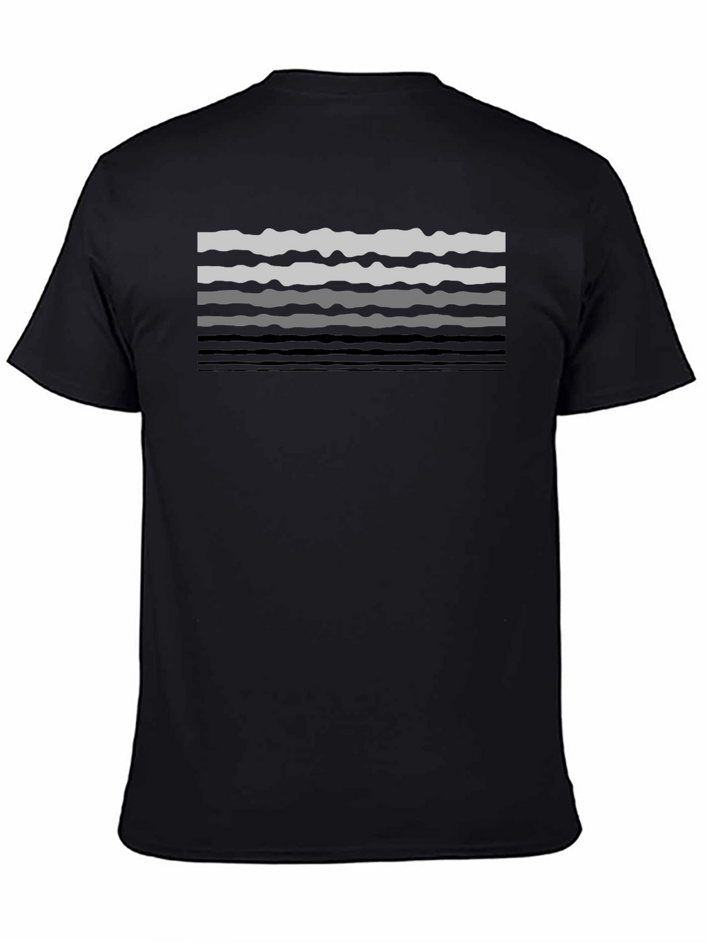 Wavy Lines Graphic Tee - Black Cotton Casual T-Shirt