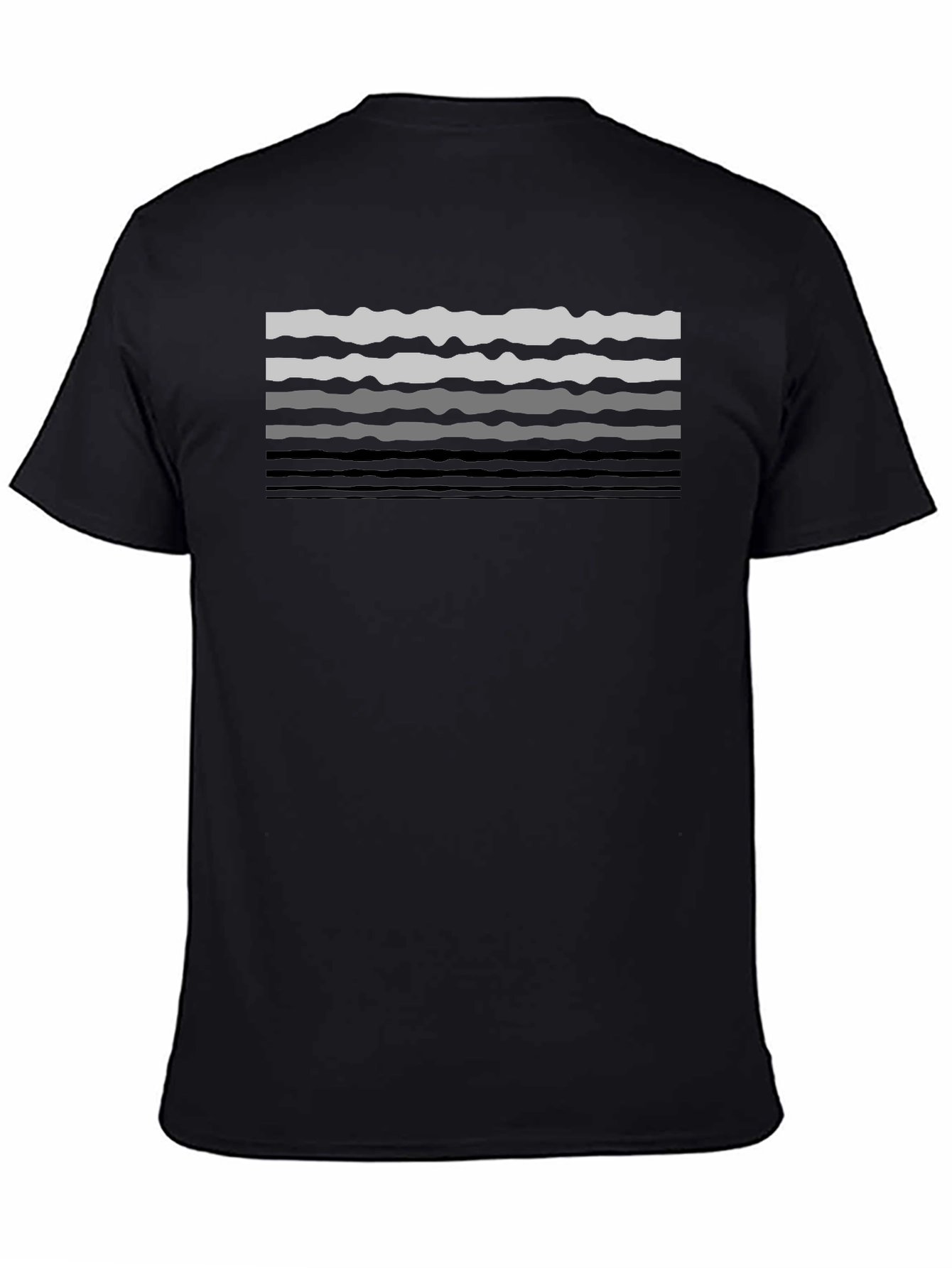 Wavy Lines Graphic Tee - Black Cotton Casual T-Shirt