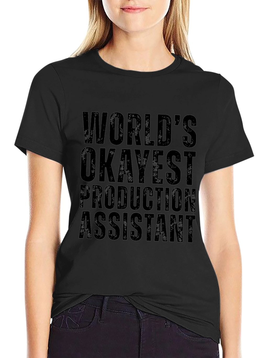 Worlds Okayest Production Assistant Black T-Shirt