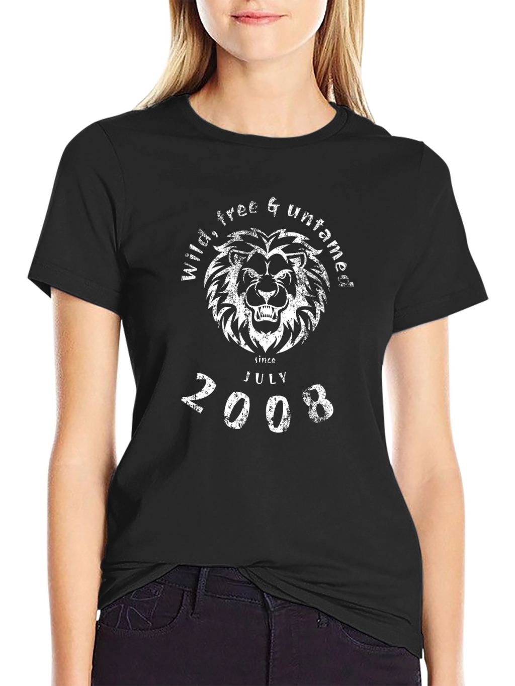 Wild Free Untamed Lion Graphic Tee - Black