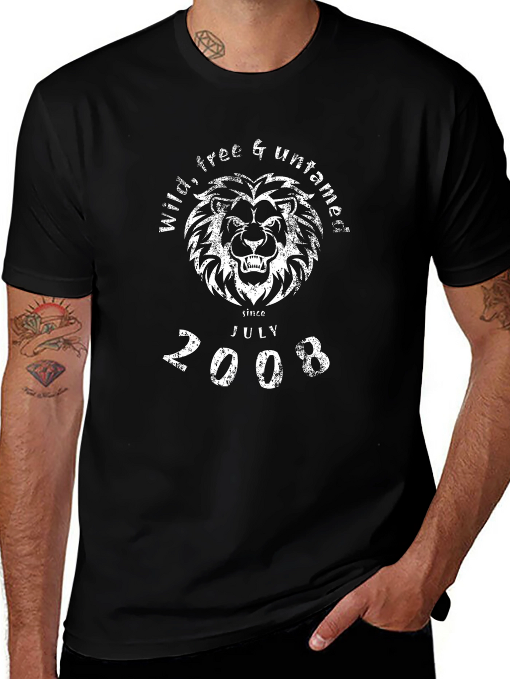 Wild Free Untamed Lion Graphic Tee - Black