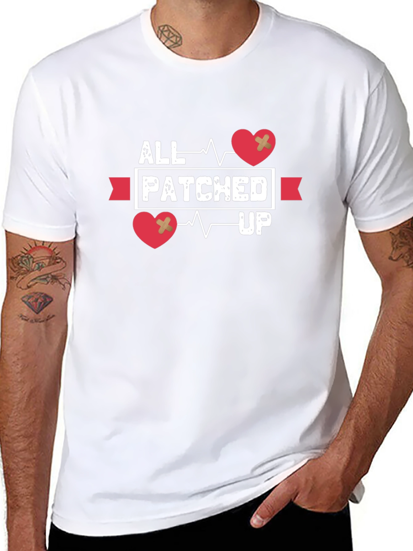 All Patched Up Heartbeat Graphic T-Shirt