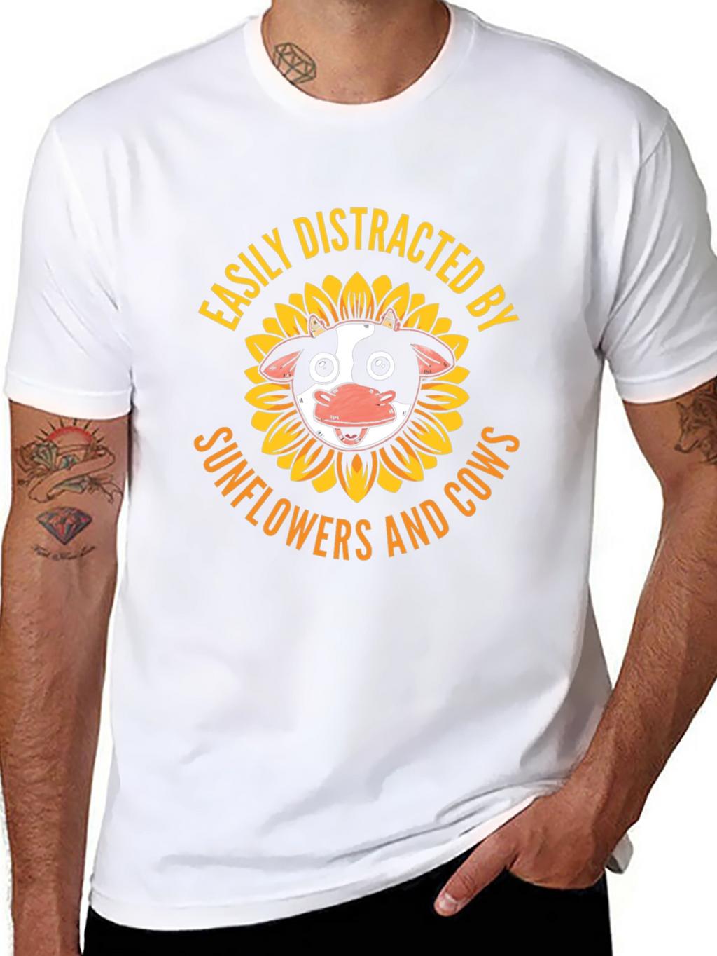 Easily Distracted by Sunflowers and Cows T-Shirt