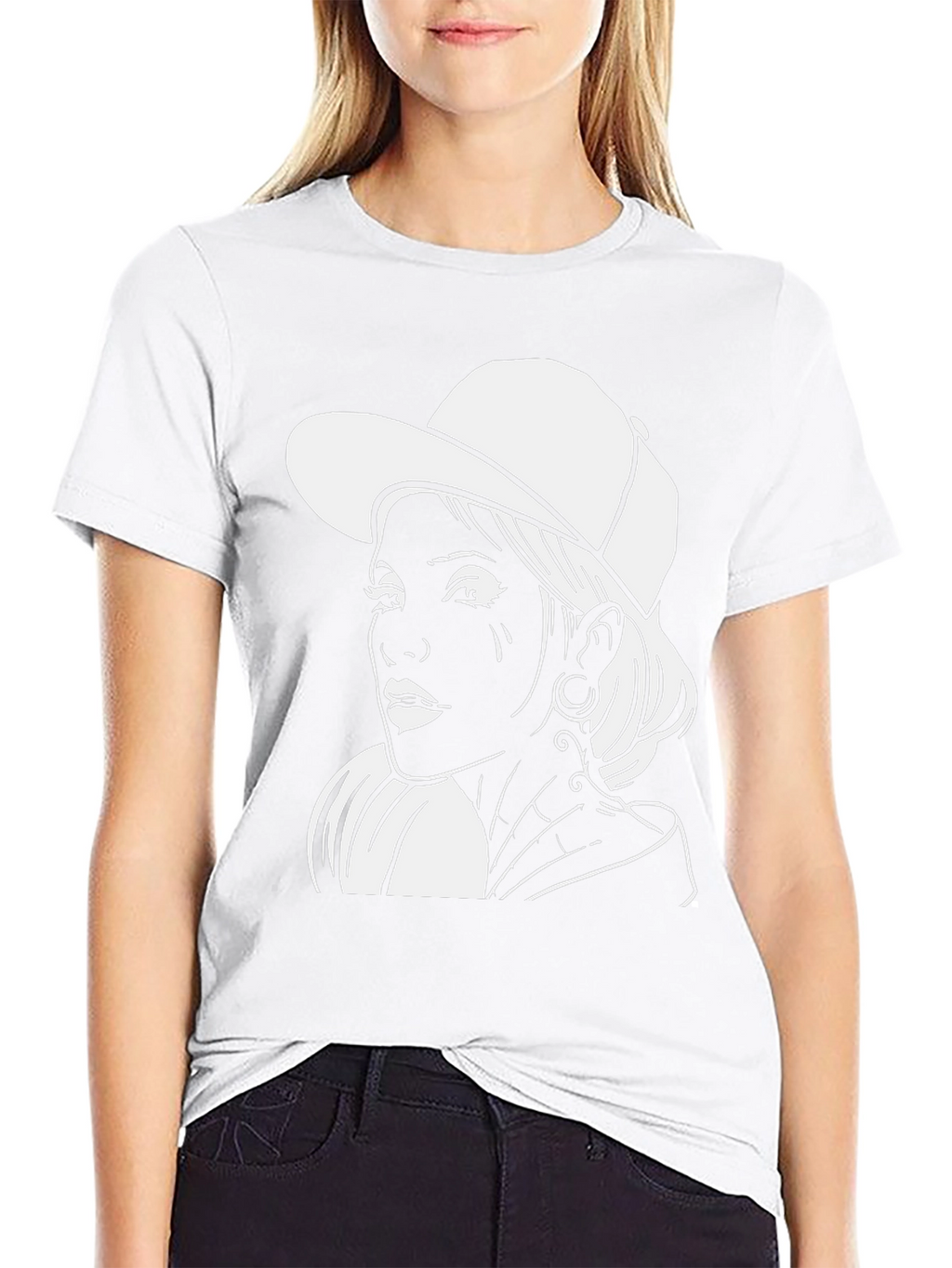 Black T-Shirt with White Graphic Print