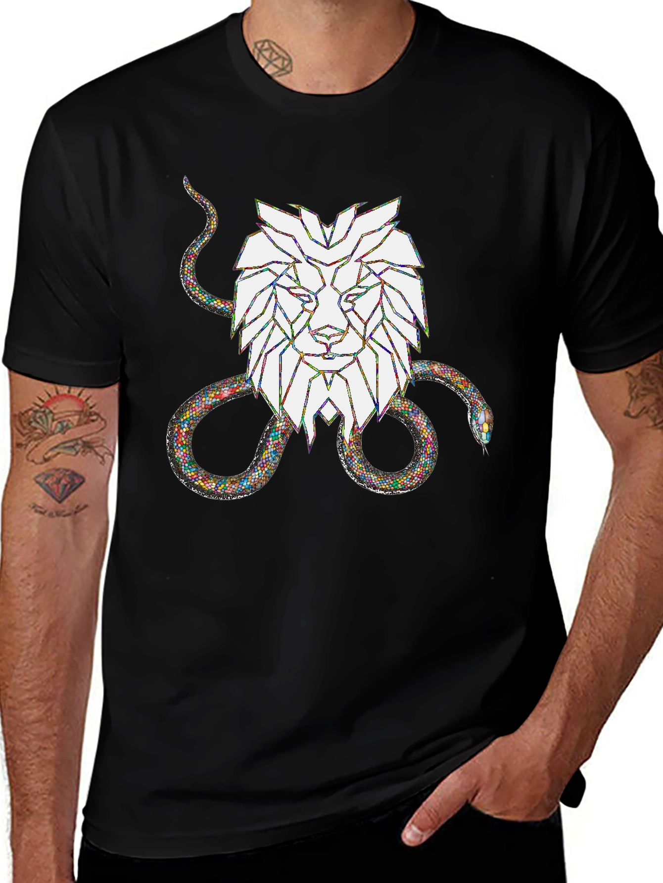 Lion and Snake Graphic Tee - Bold Streetwear Style