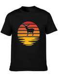 Retro Reindeer Sunset Graphic Tee