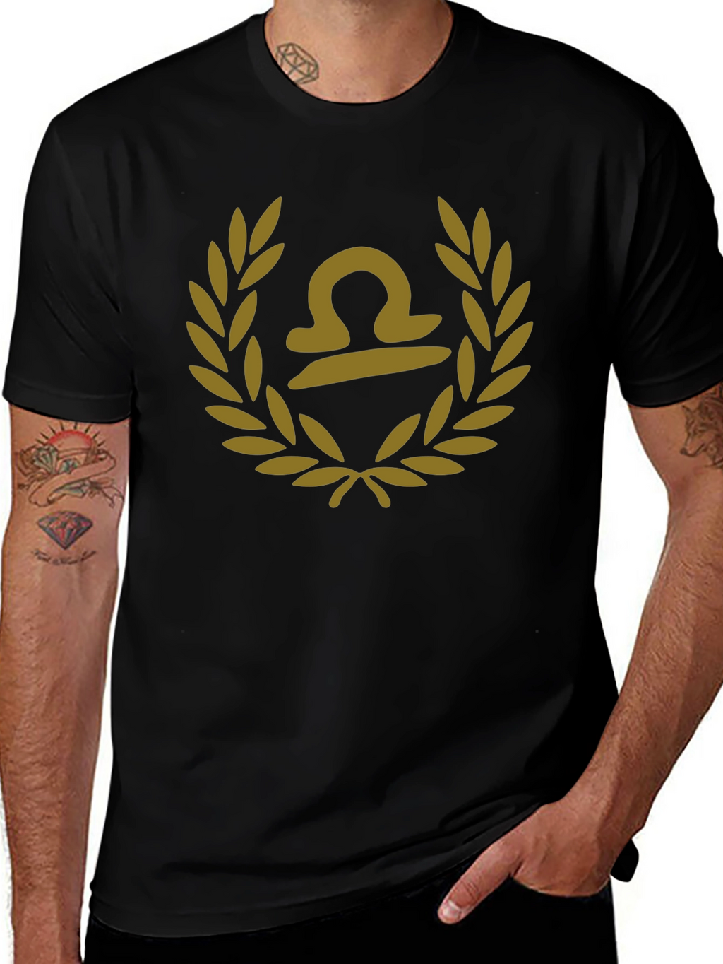 Libra Zodiac Sign Black T-Shirt