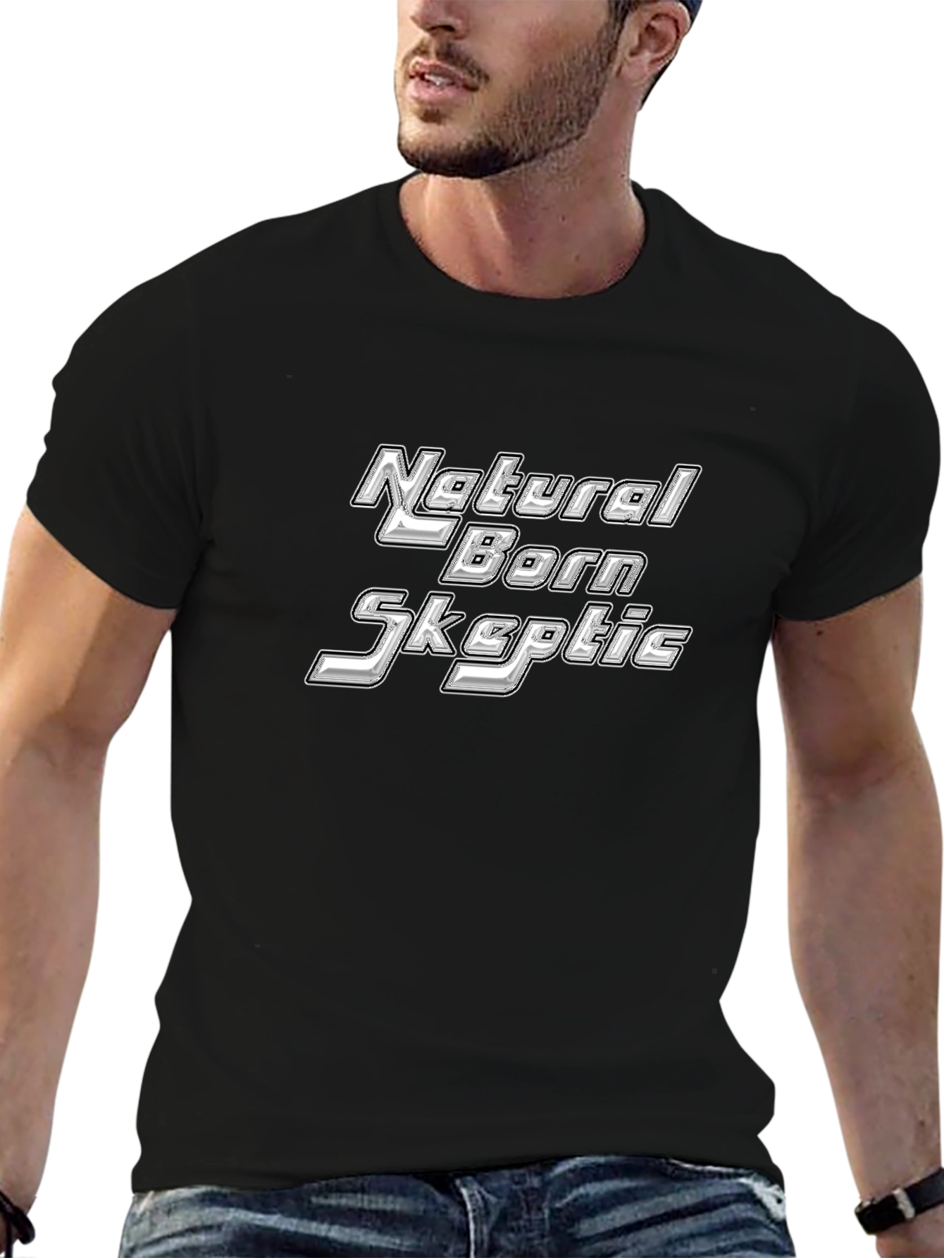Natural Born Skeptic Black Graphic T-Shirt