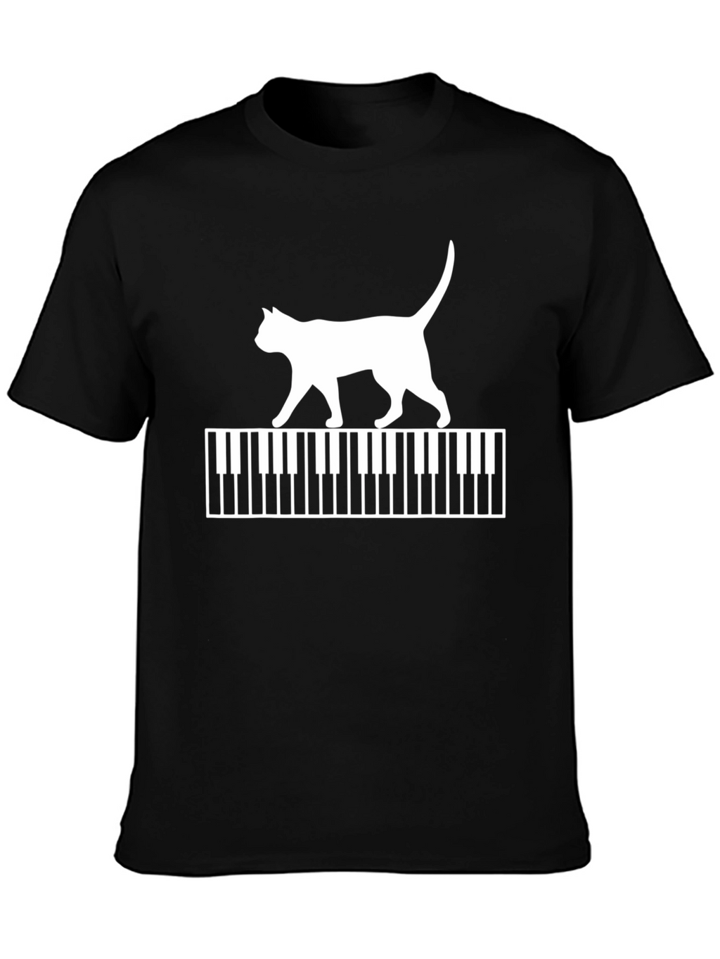 Cat Walking on Piano Keys Graphic T-Shirt