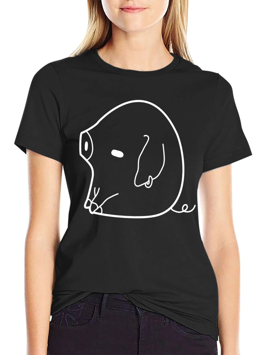 Funny Pig Graphic T-Shirt - Quirky Line Art