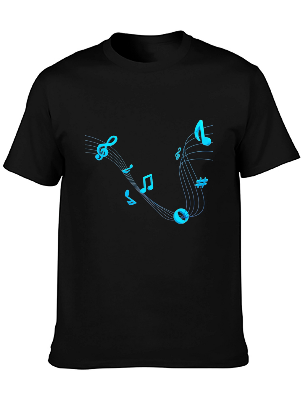 Musical Notes Graphic T-Shirt - Trendy Black Tee