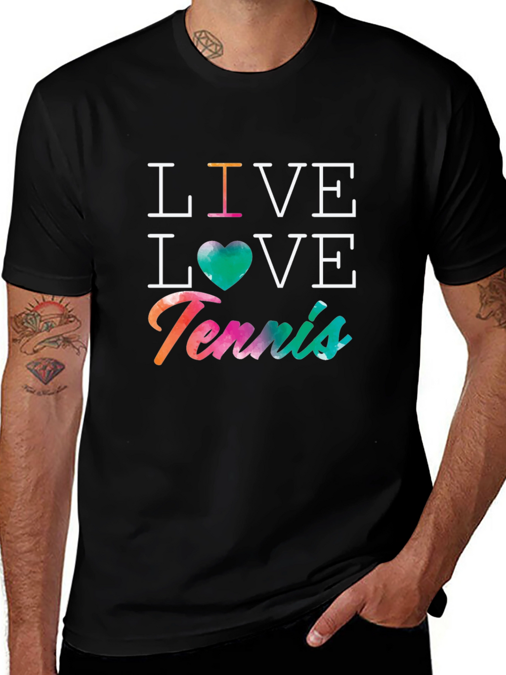 Live Love Tennis Graphic Tee - Mens Black T-Shirt