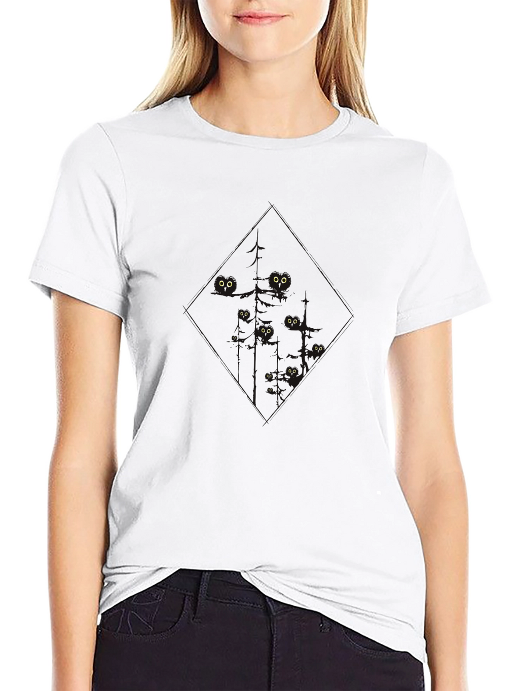 Mens Black Cat Eyes T-Shirt - Soft & Stylish