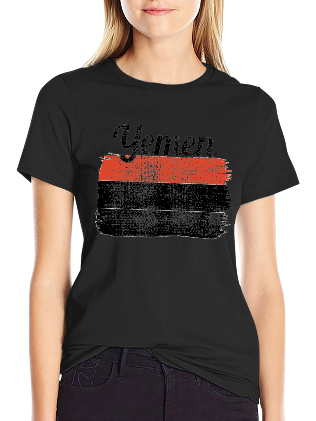 Yemen Flag Graphic T-Shirt - Black