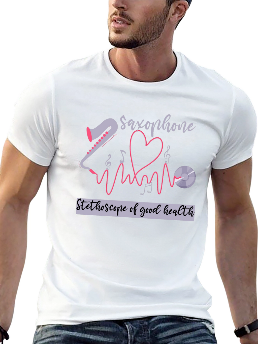 Saxophone Stethoscope Health T-Shirt