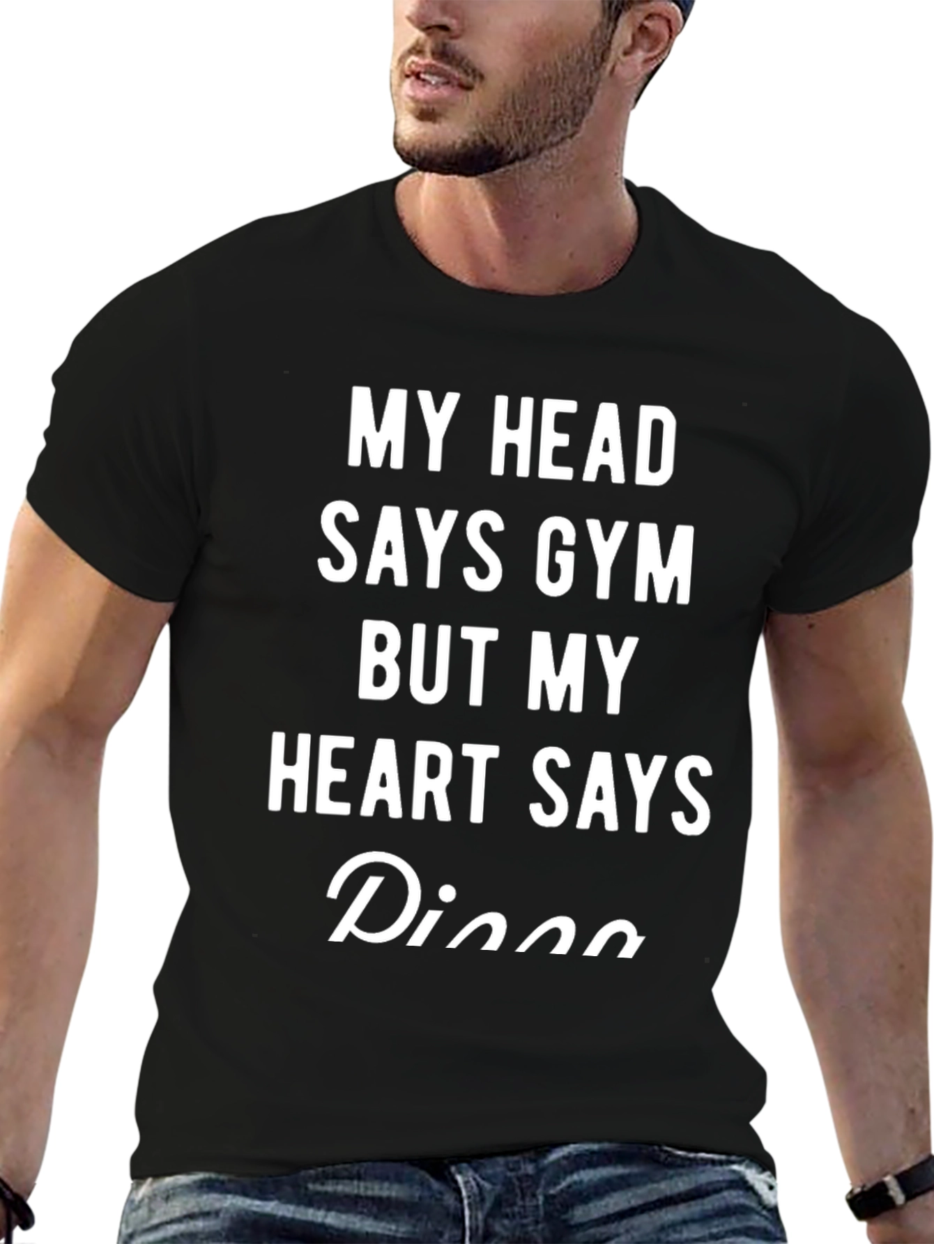 Funny Gym Pizza T-Shirt - Black Cotton Tee