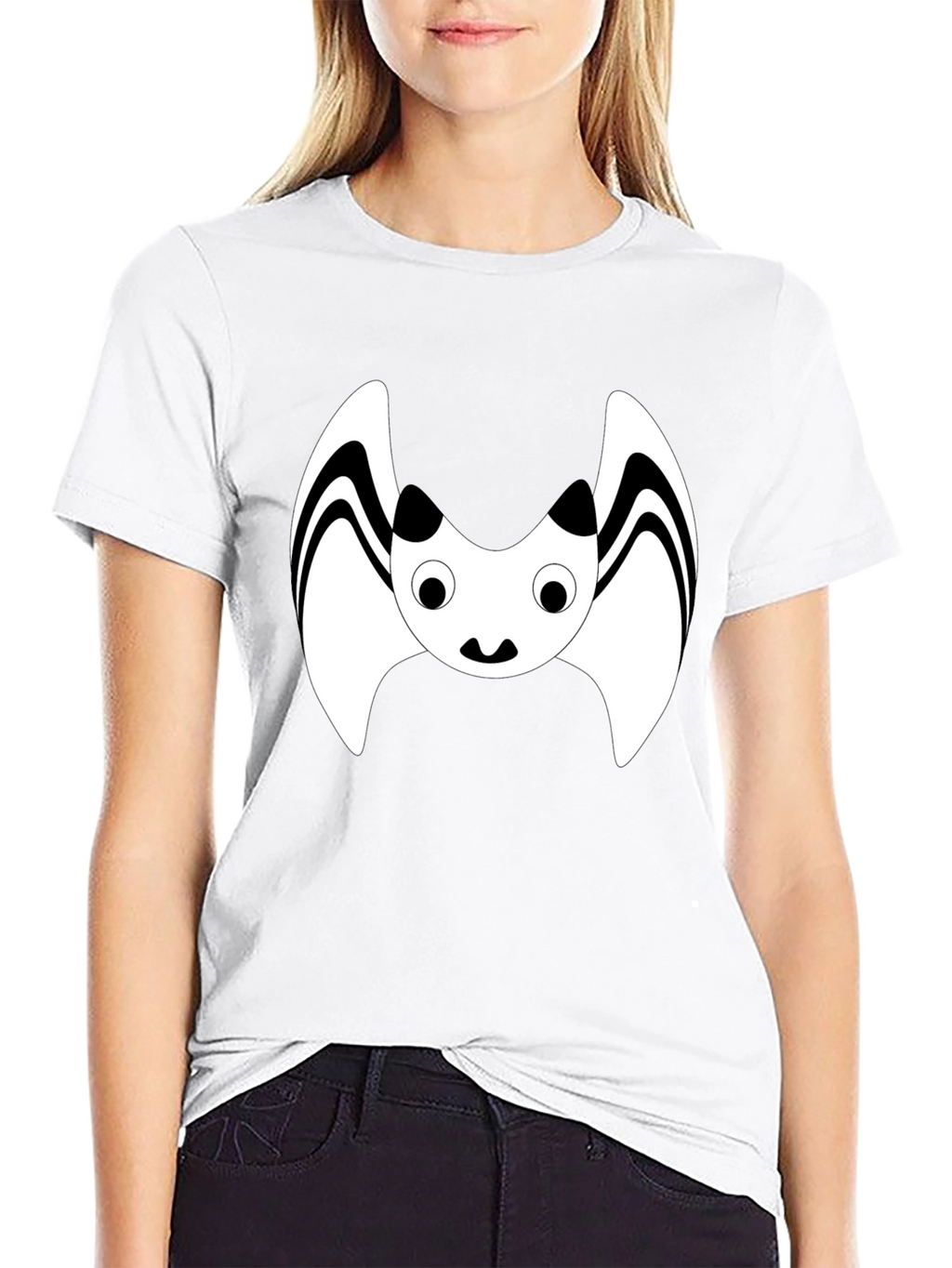 Cute Cartoon Bat Graphic Black T-Shirt