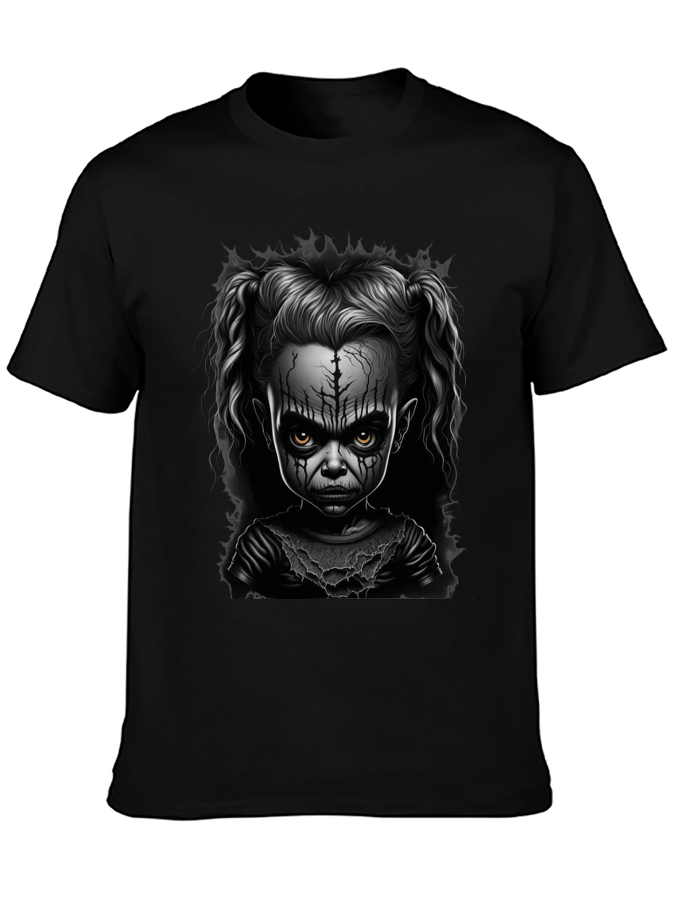 Creepy Doll Graphic Tee - Dark Humor Fashion