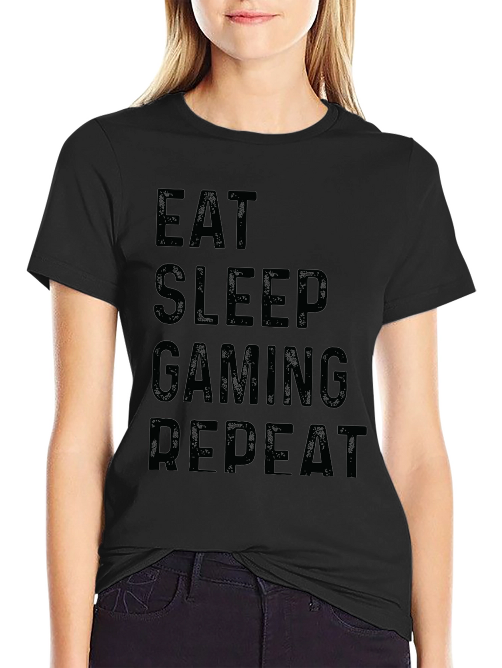 Eat Sleep Gaming Repeat Black Graphic Tee