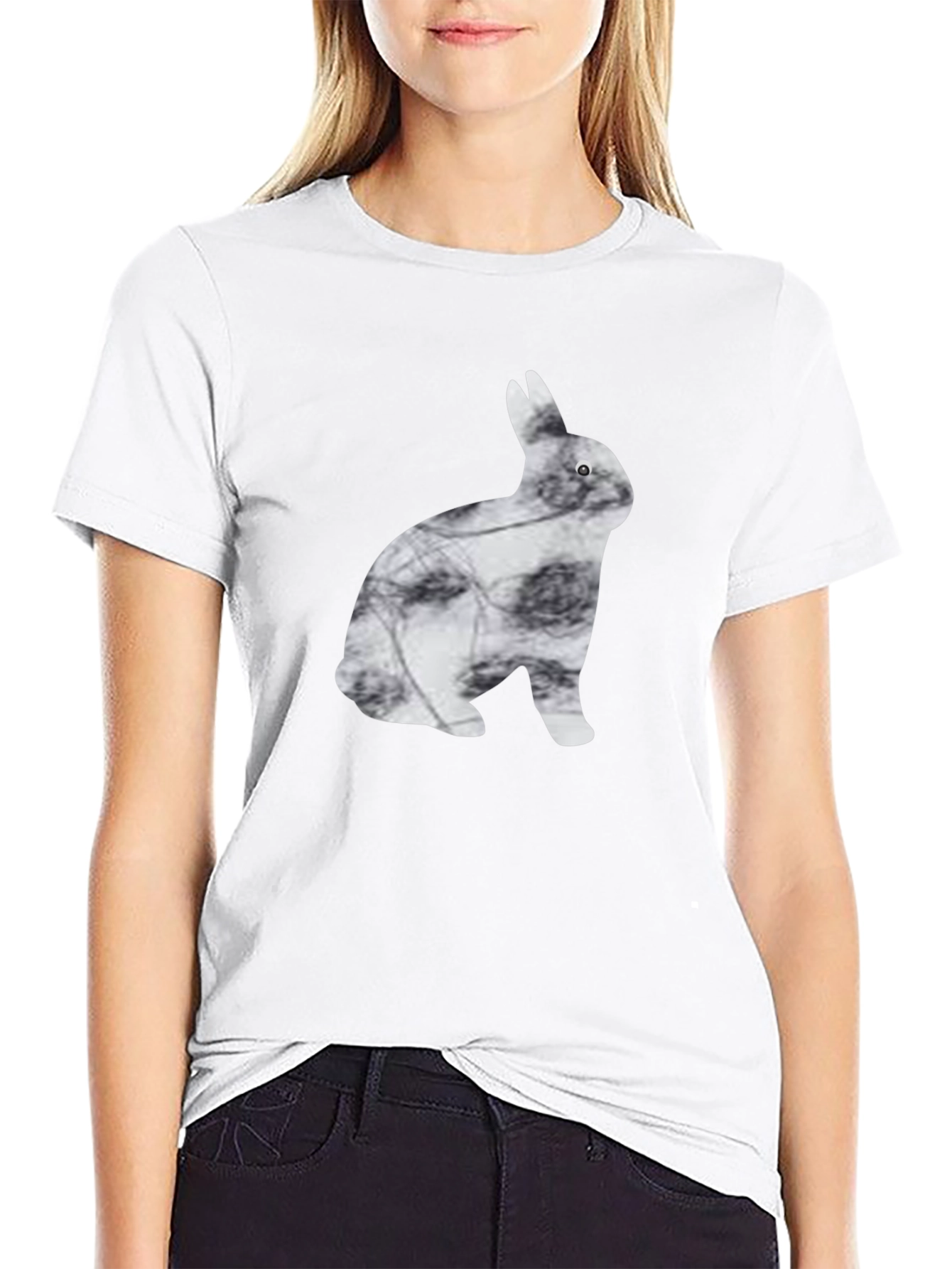 Black Rabbit Silhouette Tee - Modern Graphic Print