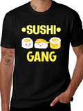 Sushi Gang Graphic Tee - Black Cotton T-Shirt
