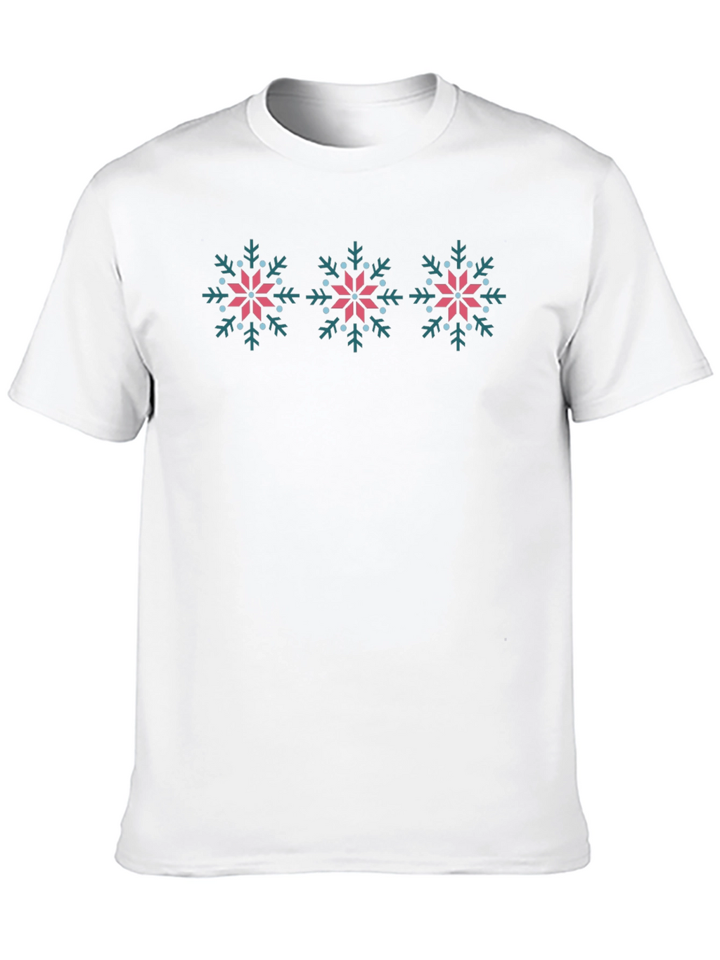 Snowflake Patterned Crew Neck T-Shirt