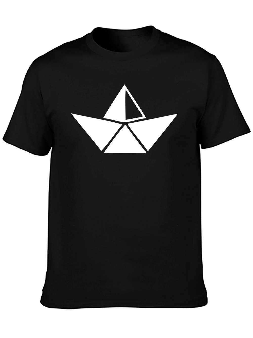 Paper Boat Graphic Tee - Black Crew Neck