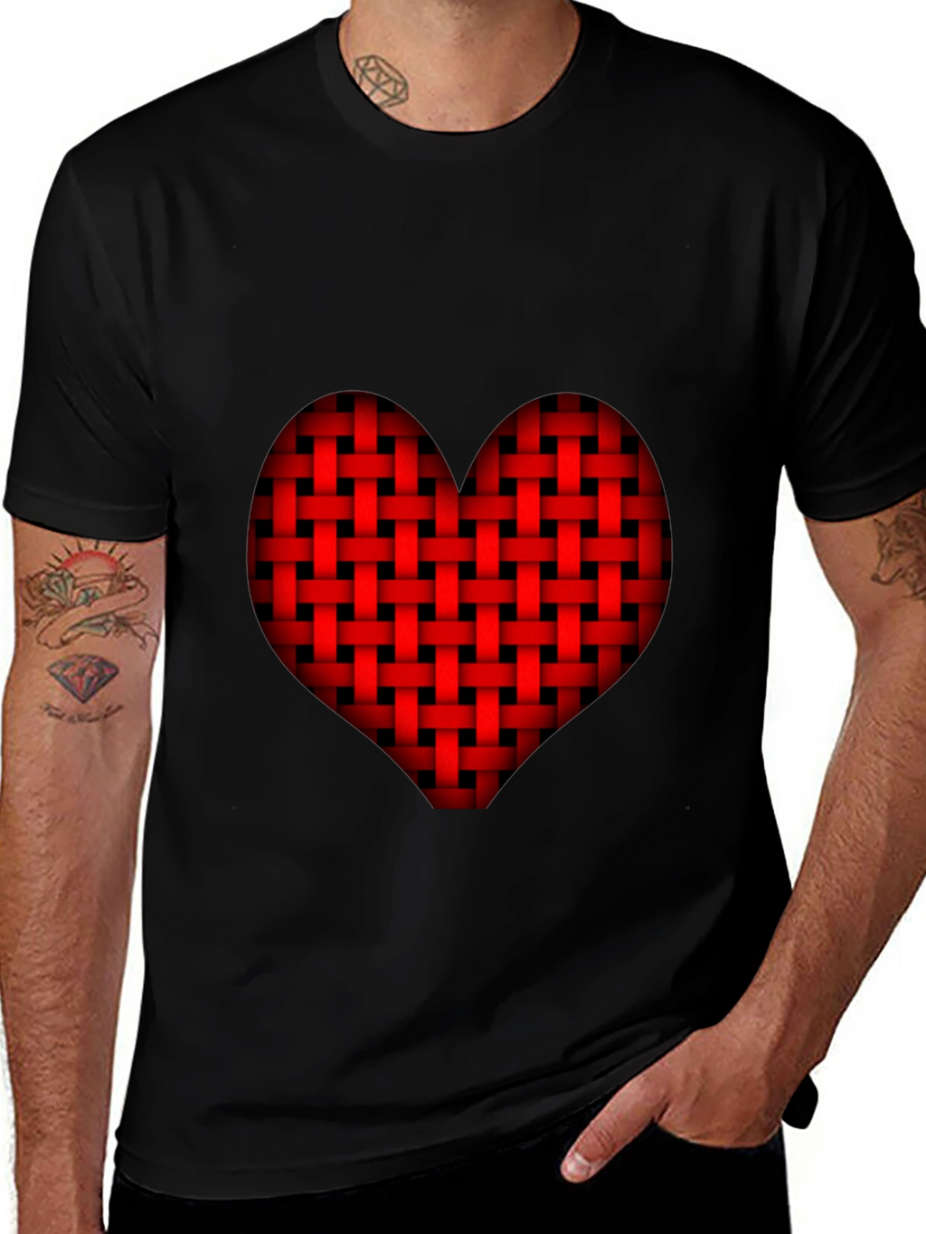 Woven Heart Graphic Tee - Black