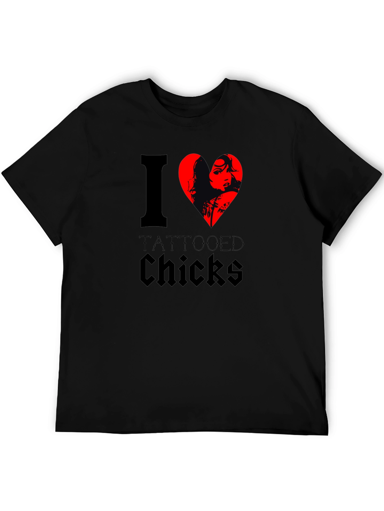 I Heart Tattooed Chicks Black T-Shirt
