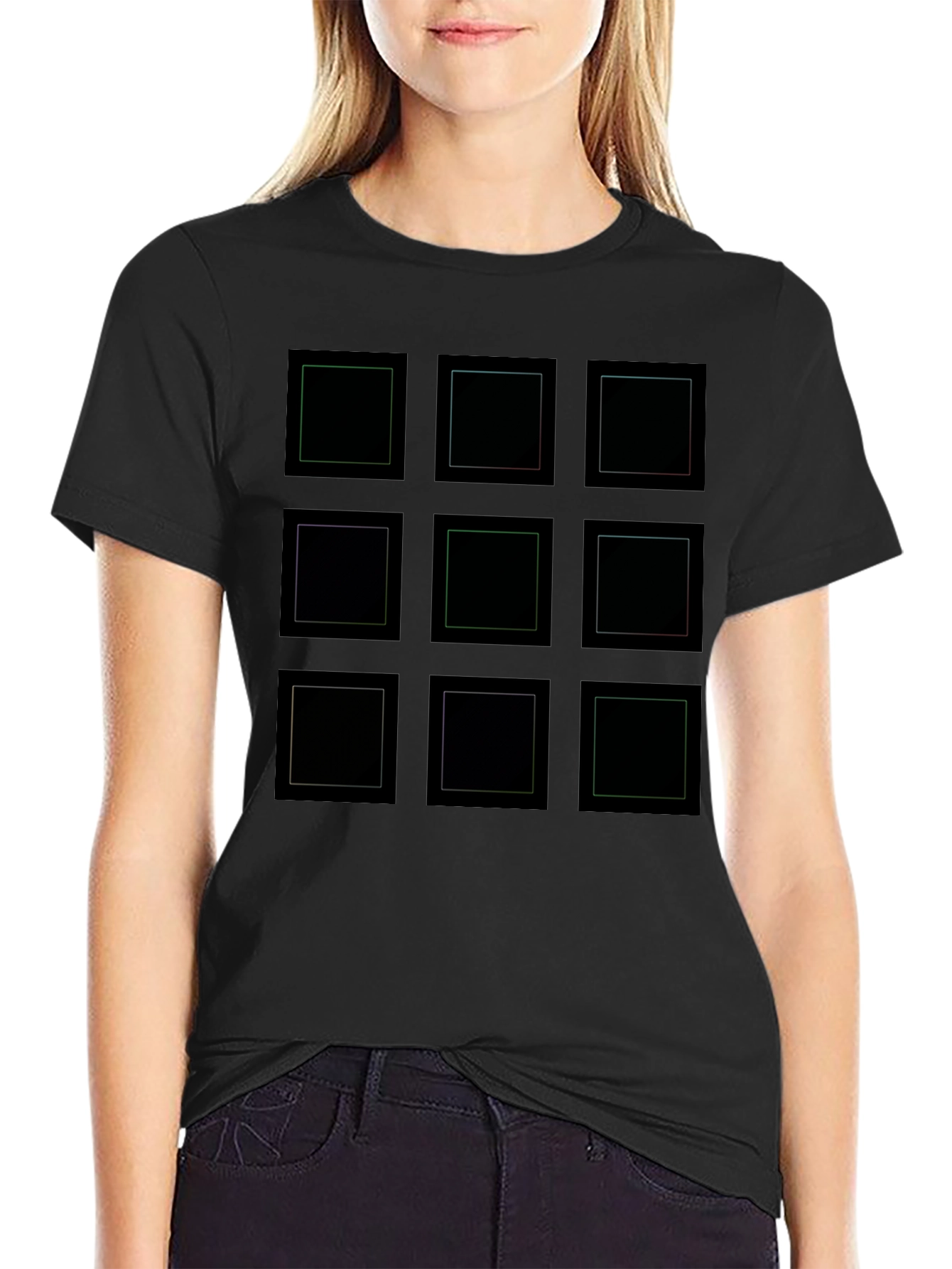 Geometric Square Grid T-Shirt - Modern Design