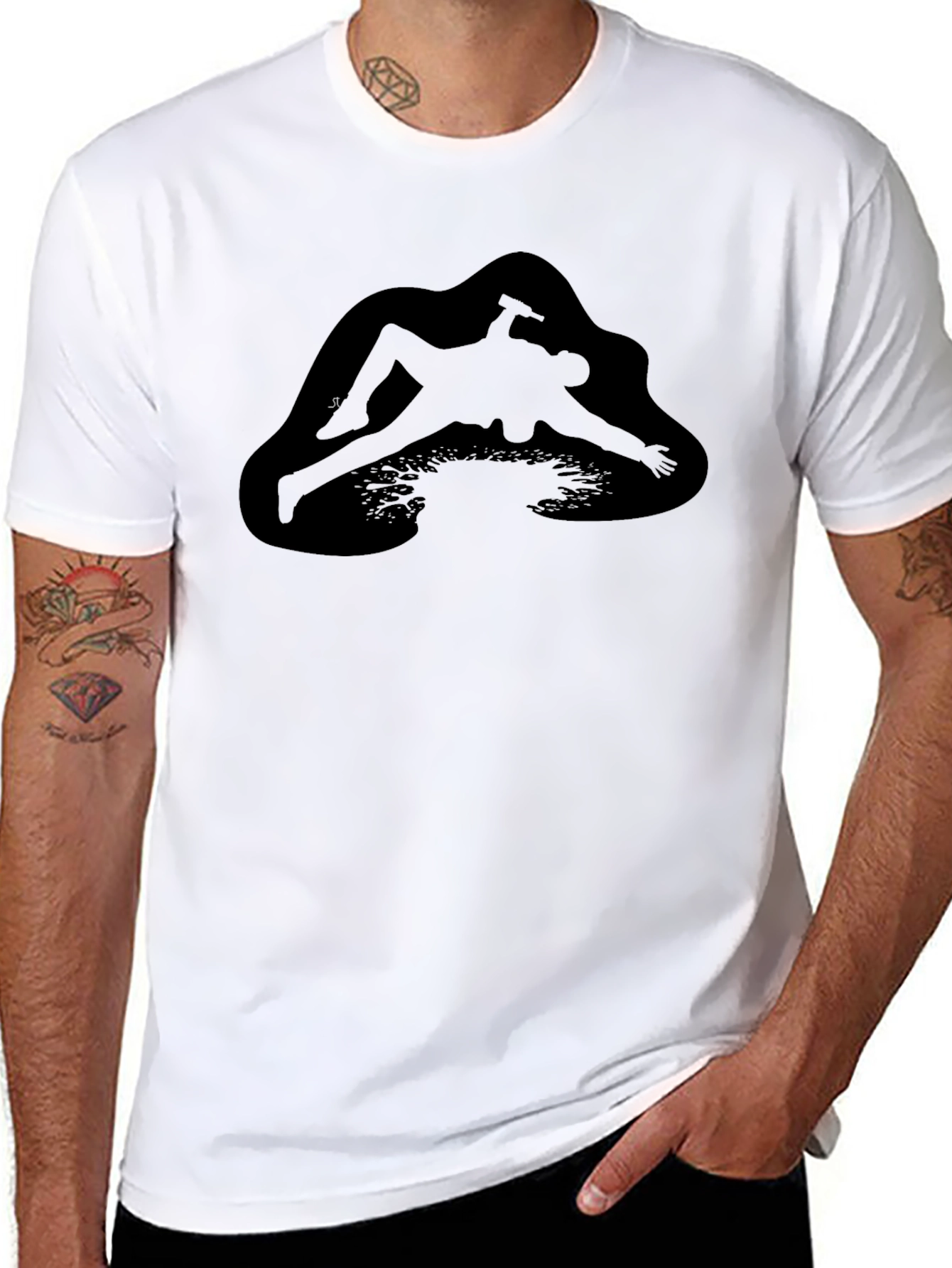 Black T-Shirt with Unique Graphic Design