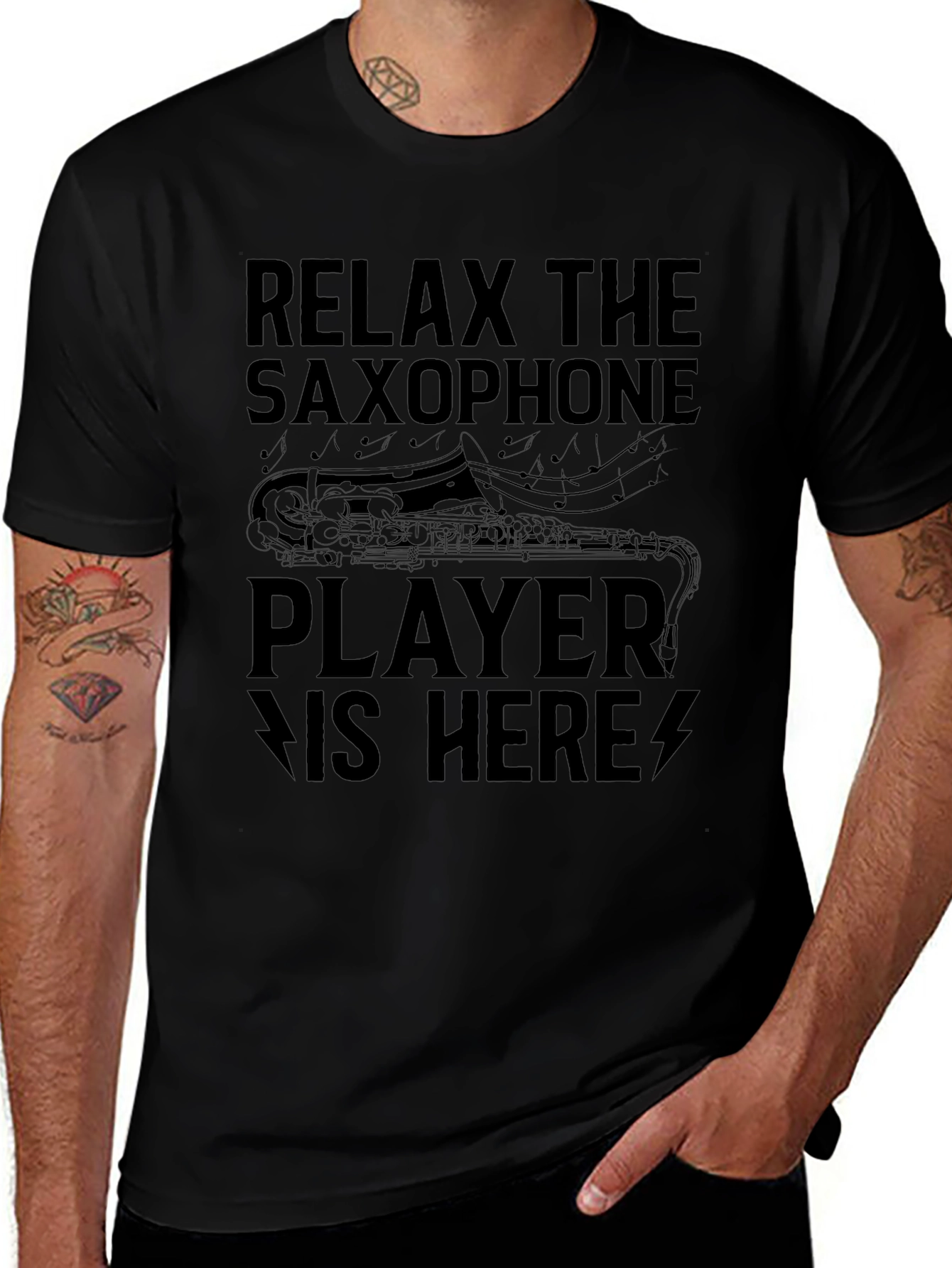 Relax Saxophone Player T-Shirt - Black