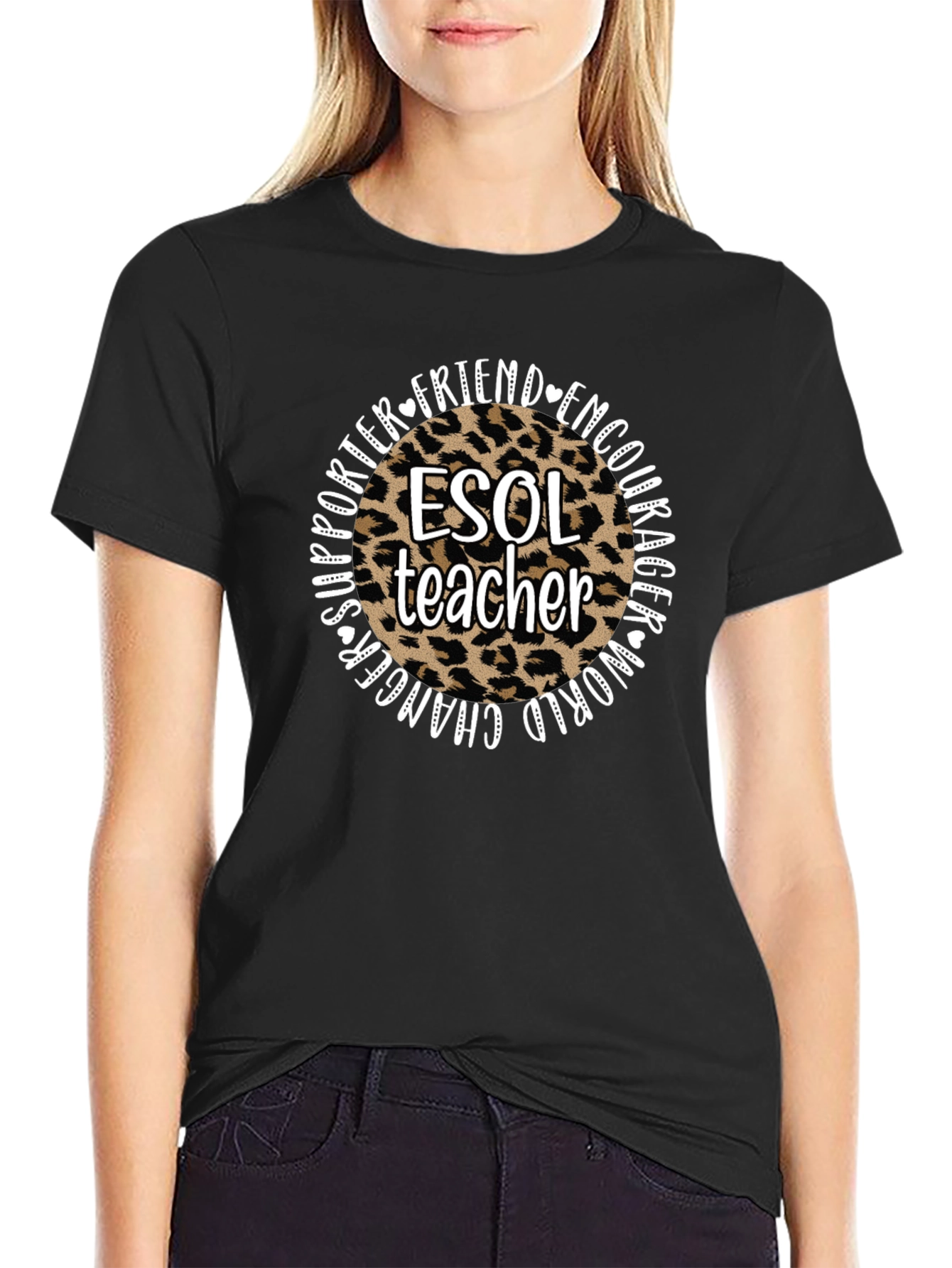 ESOL Teacher Leopard Print T-Shirt