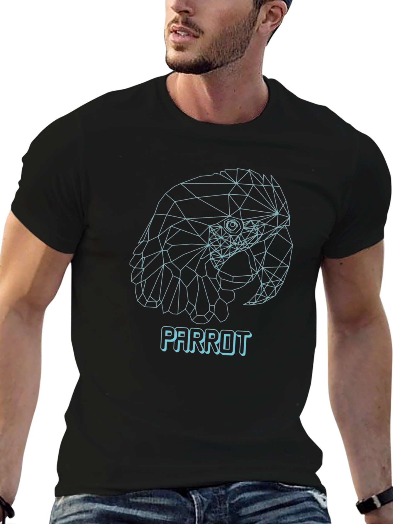 Geometric Parrot T-Shirt - Modern Minimalist Design