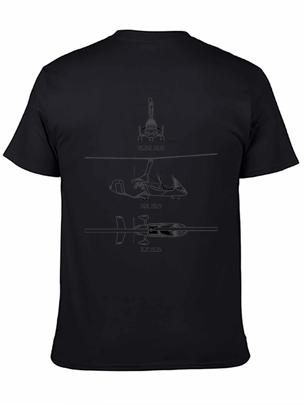 Black Gyrocopter Blueprint T-Shirt