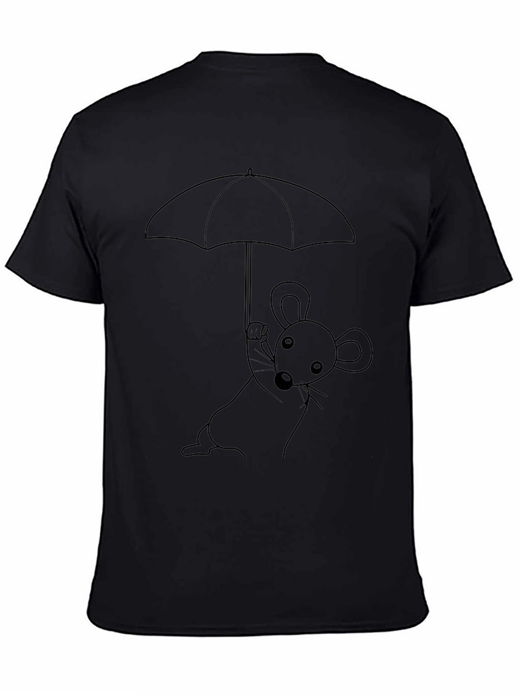 Whimsical Mouse Under Umbrella Graphic T-Shirt
